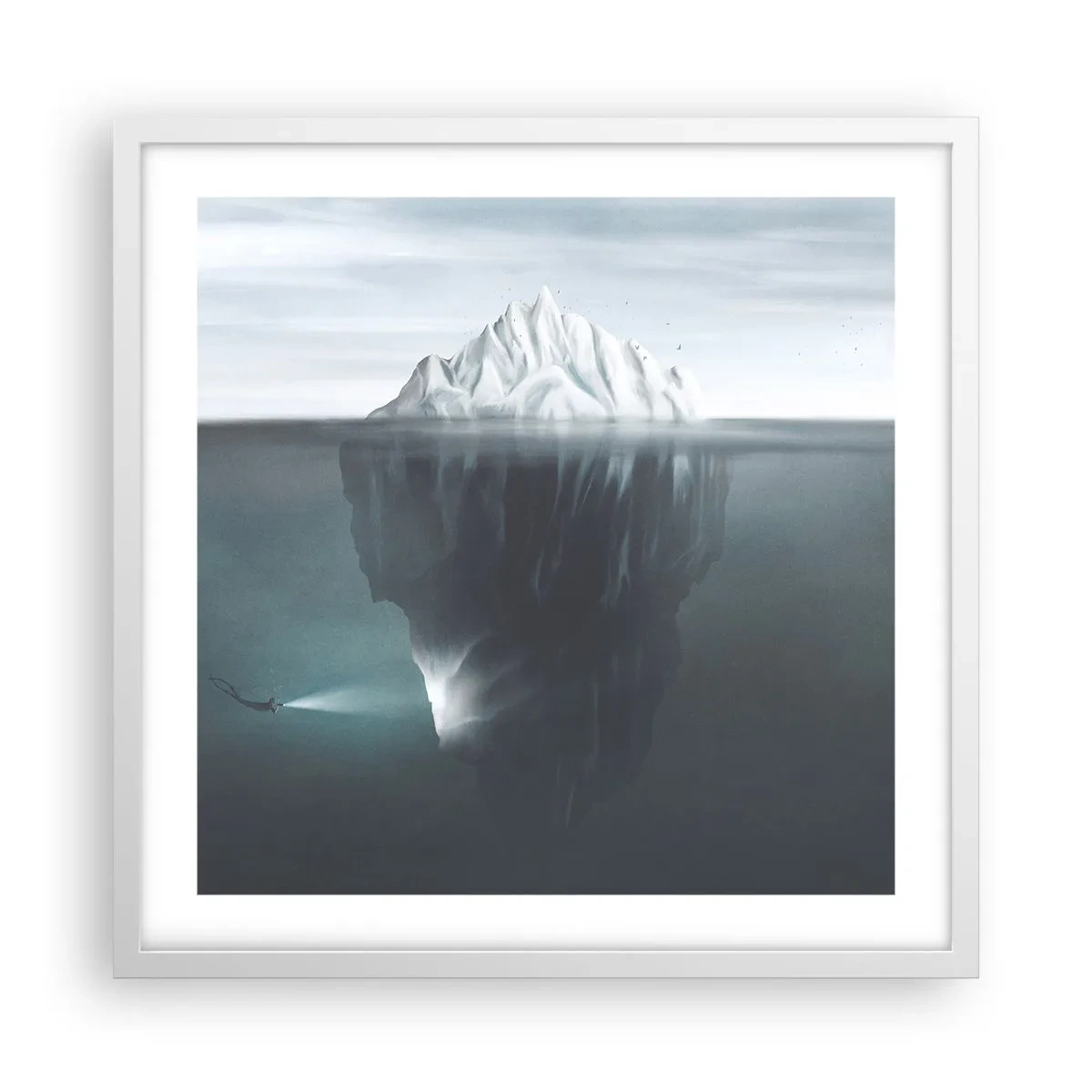 Affisch i vit ram - Undervattensmysterium - 50x50 cm
