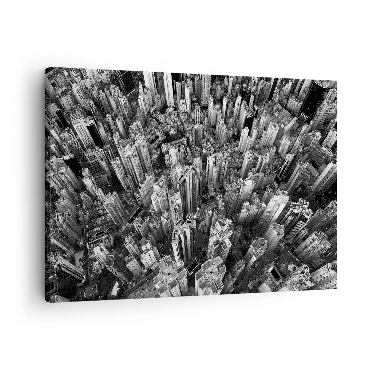 Canvastavla - Bild på duk - Svartvitt fågelperspektiv över staden - 70x50cm - Hela tiden högre och högre - Modern väggdekoration för vardagsrum och sovrum ARTTOR