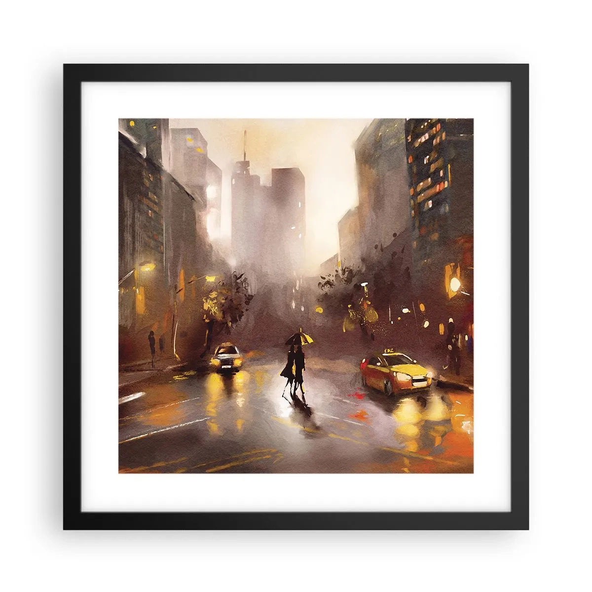 Affisch i svart ram - I New Yorks ljus - 40x40 cm