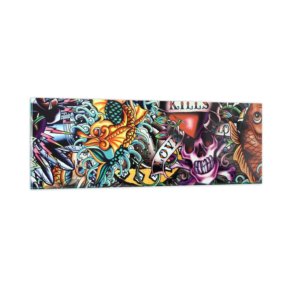 Glastavla - Bild på glas - Tatuerarens dröm - 90x30 cm