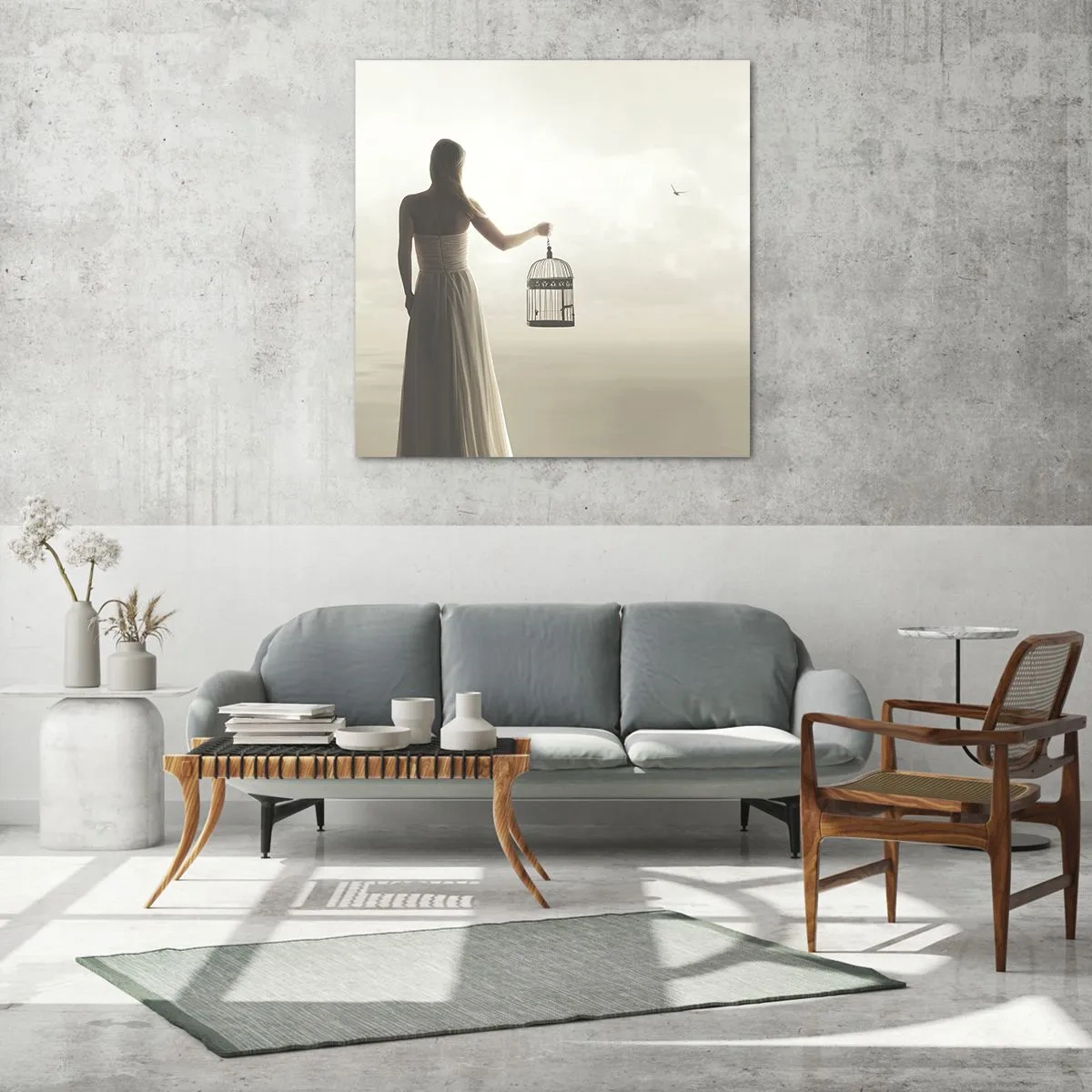 Glastavla - Bild på glas - Var fri - 70x70 cm