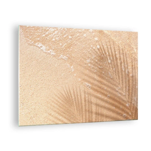 Glastavla - Bild på glas - Strand och skugga på sanden - 70x50cm - Heta sommarens skugga - Modern väggdekoration för vardagsrum och sovrum ARTTOR