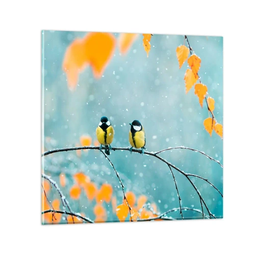Glastavla - Bild på glas - Fåglarnas skvaller - 30x30 cm