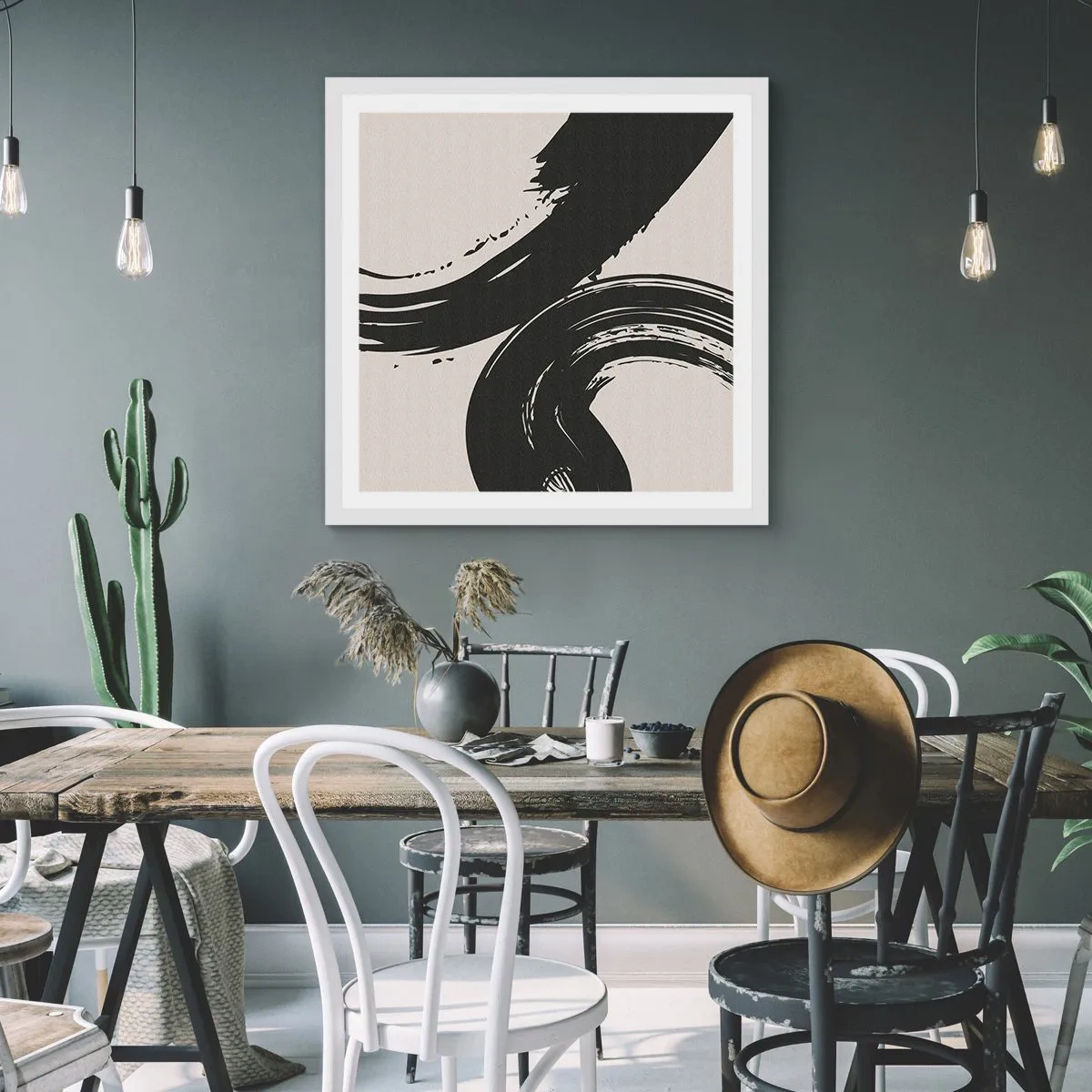 Affisch i vit ram - Svepande och cirkulärt - 60x60 cm