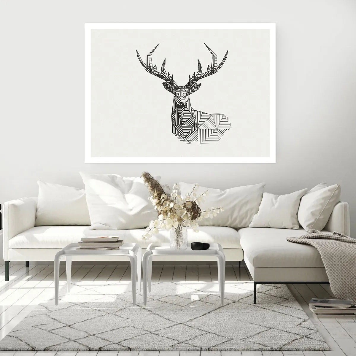 Affisch - Hjort i kubistisk stil - 100x70 cm