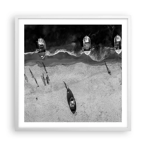 Affisch i vit ram - Fortfarande på stranden... - 60x60 cm