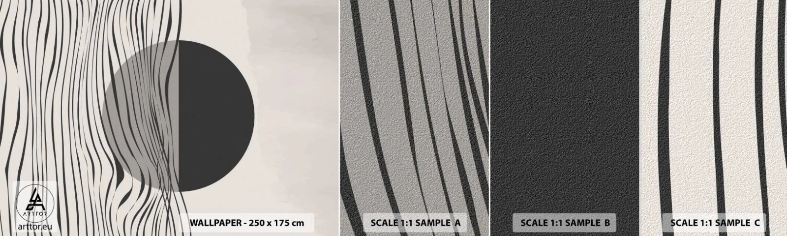 Provbit av självhäftande fototapet Deluxe Sticker - Halvdan komposition - Abstraktion, Bit, Svartvitt - 100x30 cm