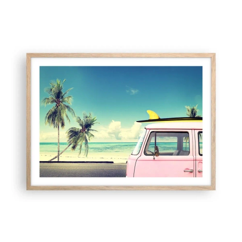 Affisch i ram av ljusek - Dags att börja semester - 70x50 cm