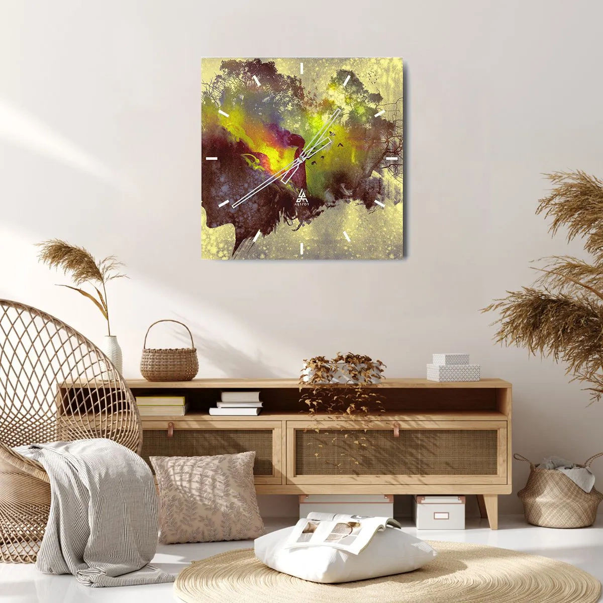 Väggklocka - Klocka på glas - Moder Naturen - 30x30 cm