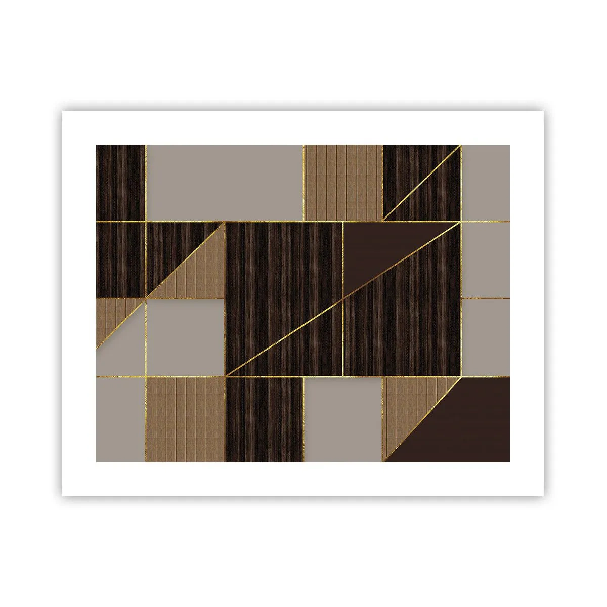 Affisch - Mosaik av brun och guld - 50x40 cm