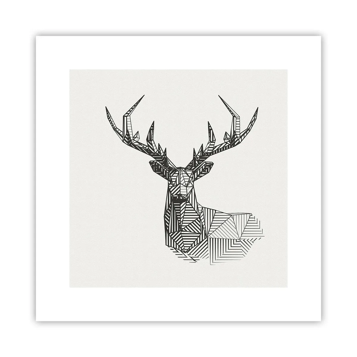 Affisch - Hjort i kubistisk stil - 30x30 cm