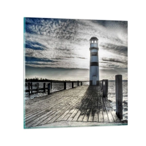 Glastavla - Bild på glas - Seglare, jag väntar på er - 70x70 cm