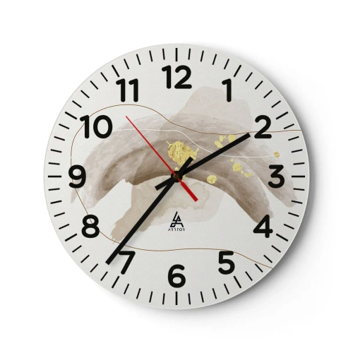 Väggklocka - Klocka på glas - Träffat i rummet - 40x40 cm