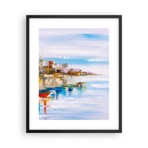 Affisch i svart ram - Flerfärgad urban hamn - 40x50 cm