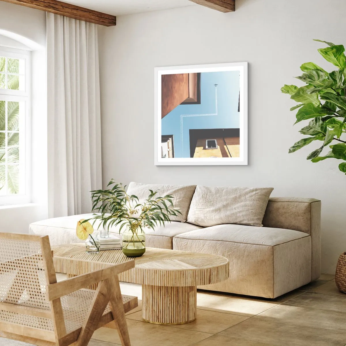 Affisch i vit ram - Ovanför stadens labyrint - 30x30 cm