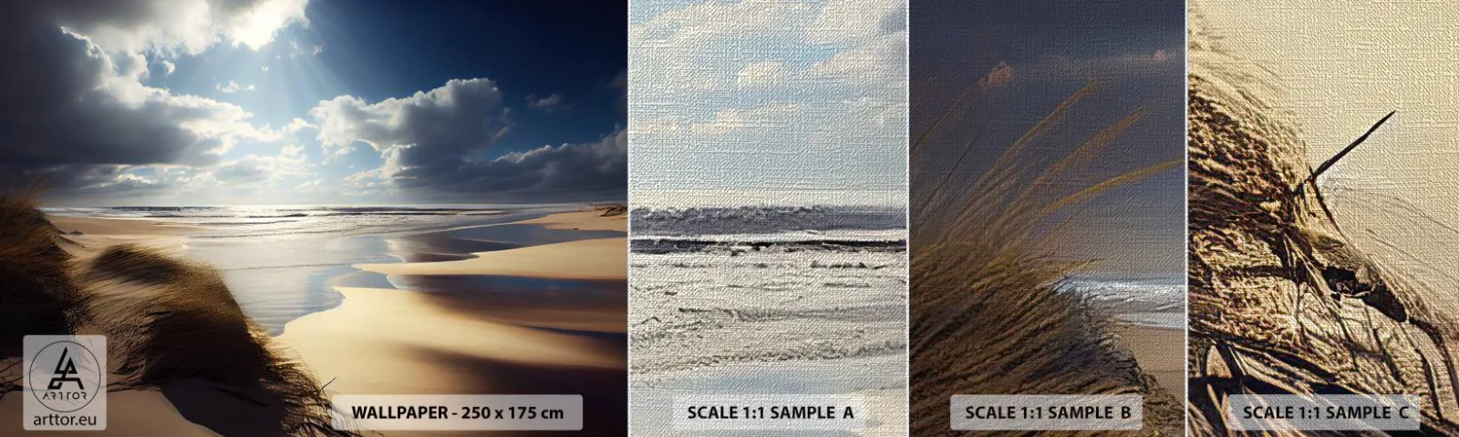 Provbit av fototapet Premium Canvas - Strand, vild strand - Strand, Hav, Sanddyner - 100x30 cm