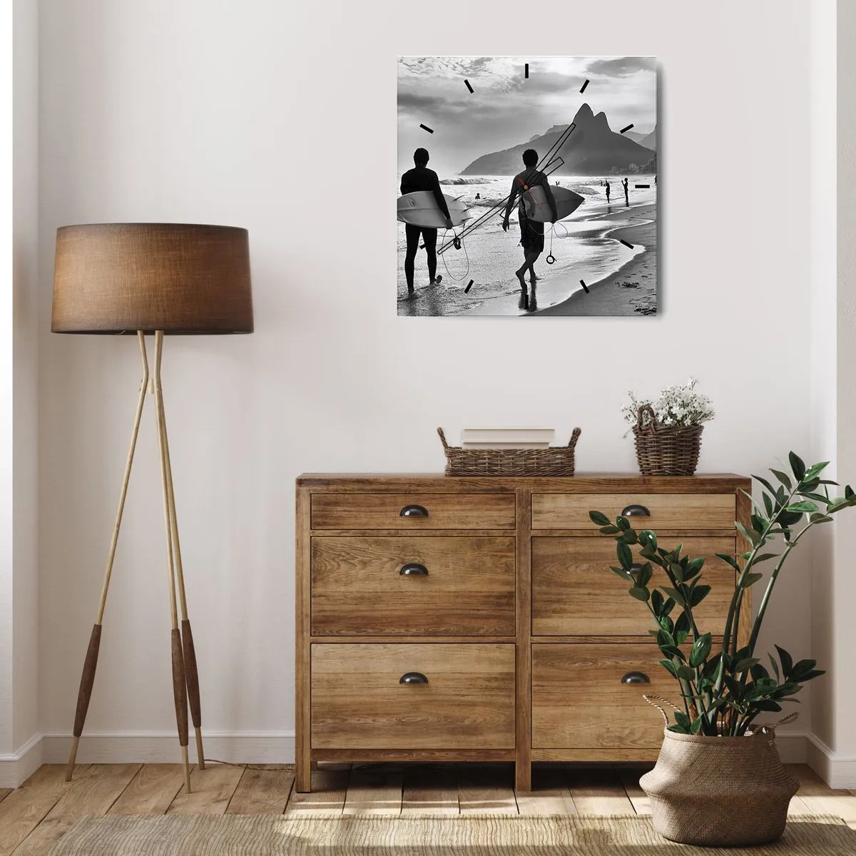 Väggklocka - Klocka på glas - Samba för en våg - 40x40 cm