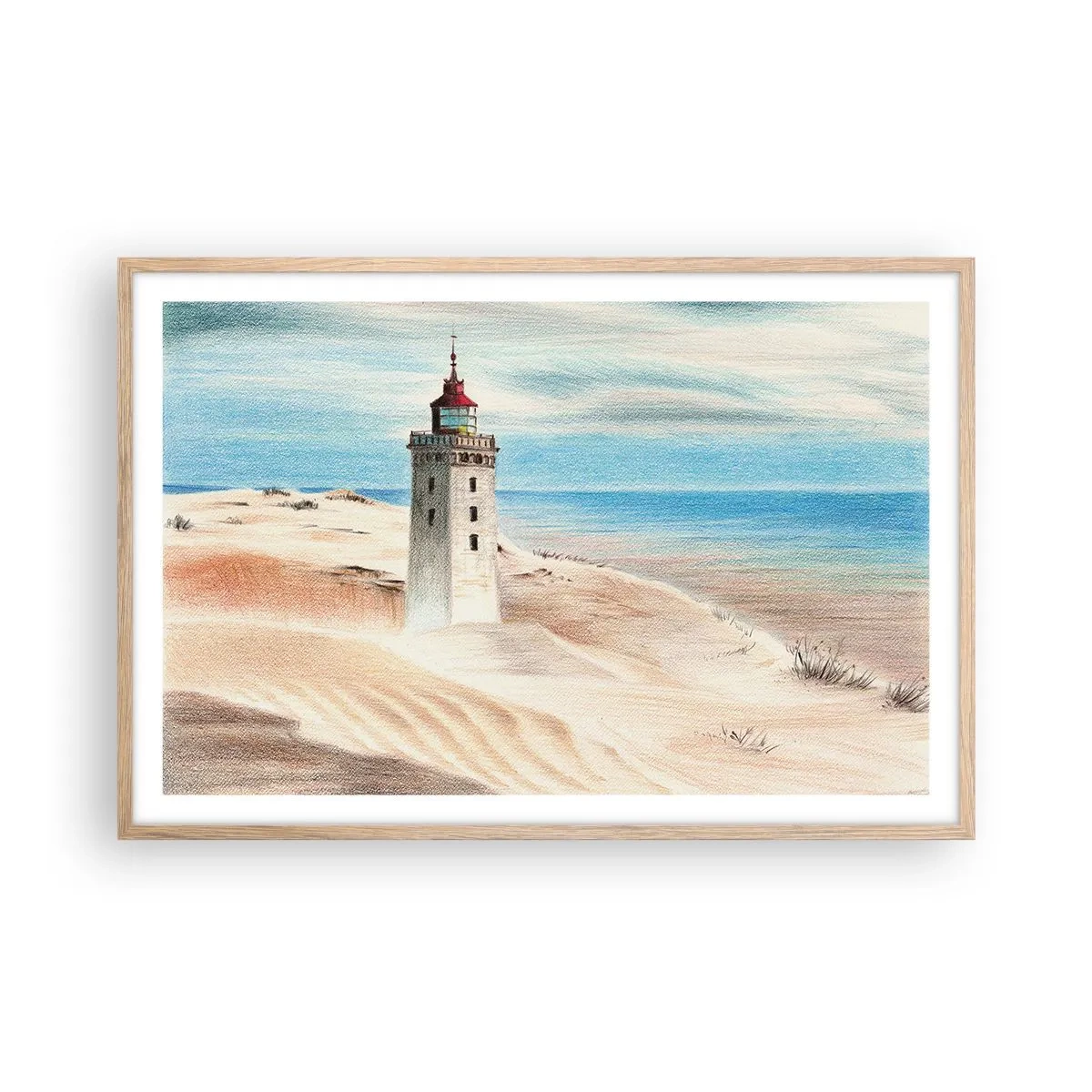 Affisch i ram av ljusek - Tittar alltid i havet - 91x61 cm