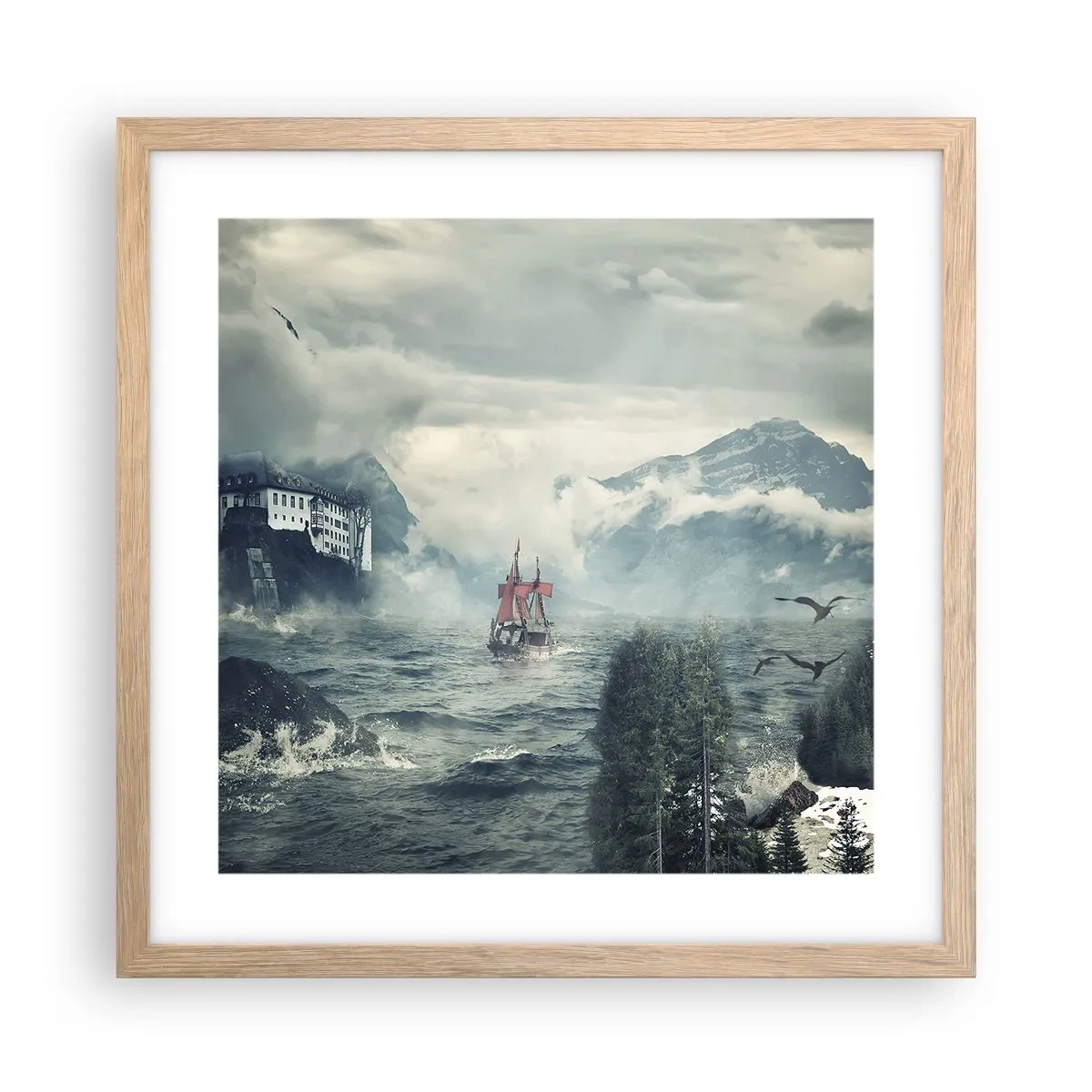 Affisch i ram av ljusek - På magiska vatten - 40x40 cm