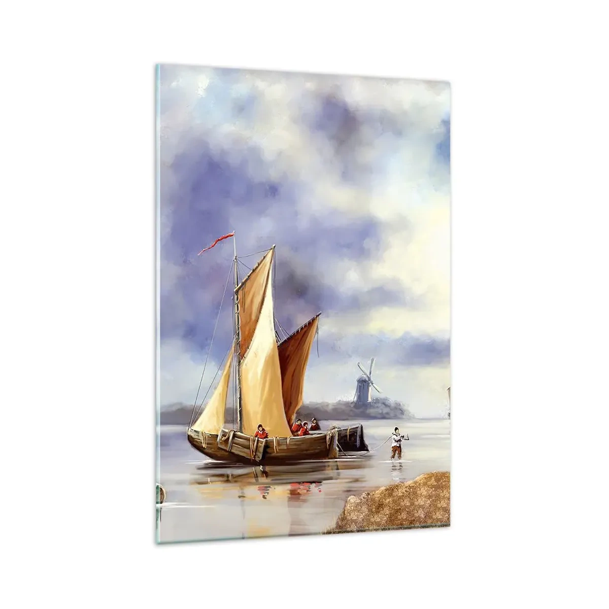 Glastavla - Bild på glas - Seglarnas hemkomst - 80x120 cm