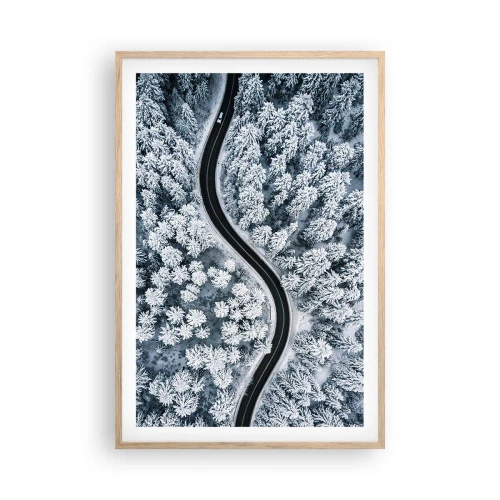 Affisch i ram av ljusek - Genom vinterskogen - 61x91 cm