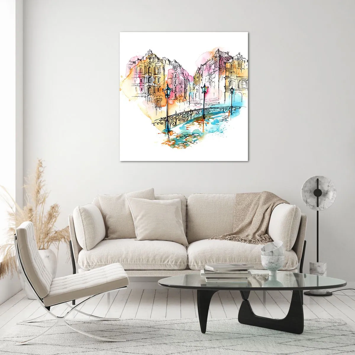 Glastavla - Bild på glas - Stadens hjärta - 70x70 cm