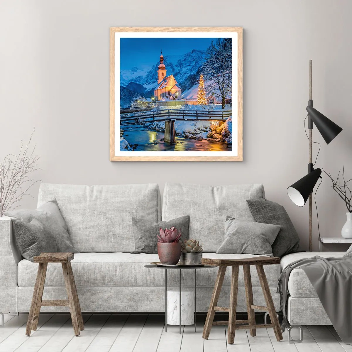 Affisch i ram av ljusek - Julens anda - 50x50 cm