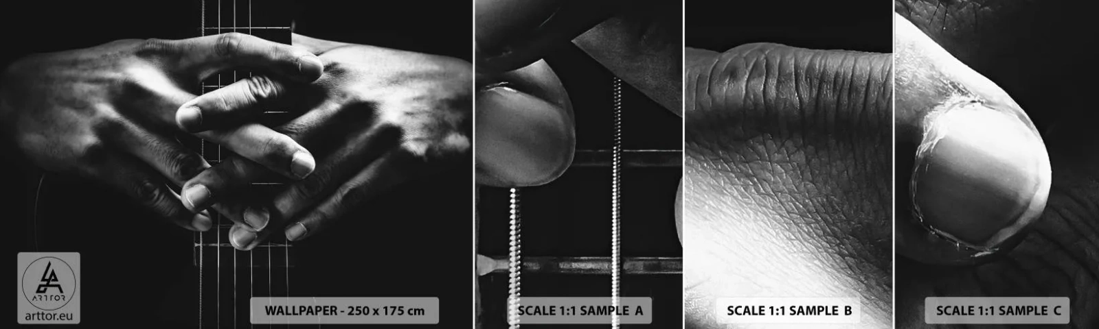 Provbit av självhäftande fototapet Deluxe Sticker - Artistens bön - Gitarrist, Musiker, Gitarr - 100x30 cm