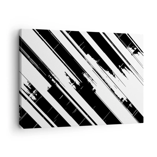 Canvastavla - Bild på duk - Svarta och vita linjer och geometriska mönster i modern stil - 70x50cm - Intensiv och dynamisk komposition - Modern väggdekoration för vardagsrum och sovrum ARTTOR