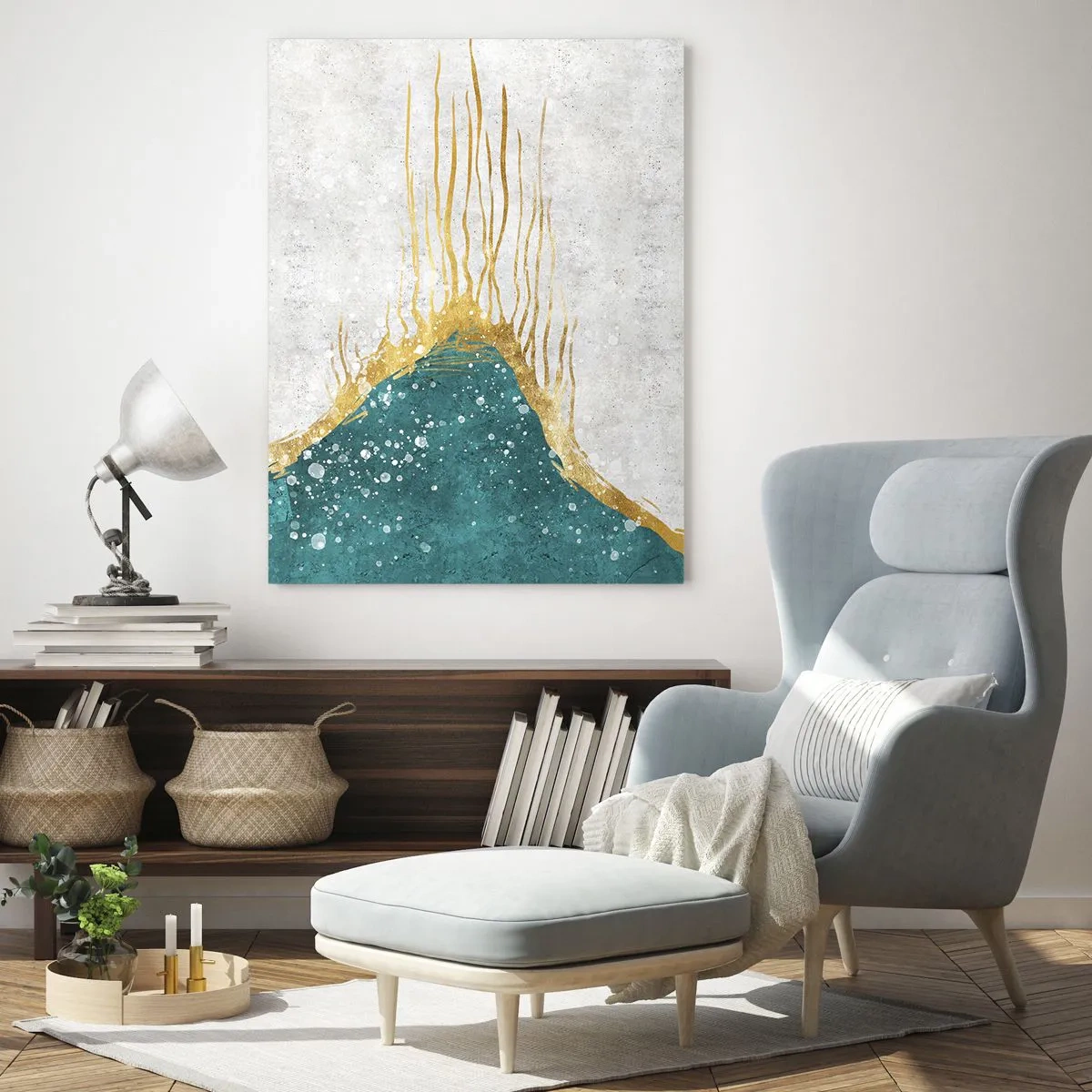 Glastavla - Bild på glas - Gyllene tidvatten - 80x120 cm