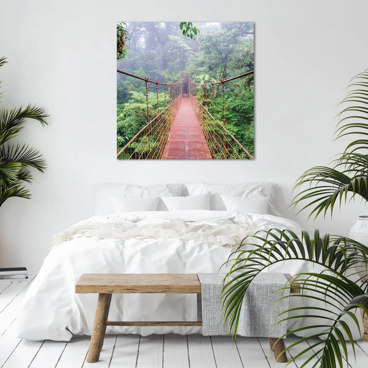 Canvastavla - Bild på duk - Upphängd i trädkronorna - 70x70 cm