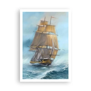 Affisch - Vinkande genom vågorna - 70x100 cm