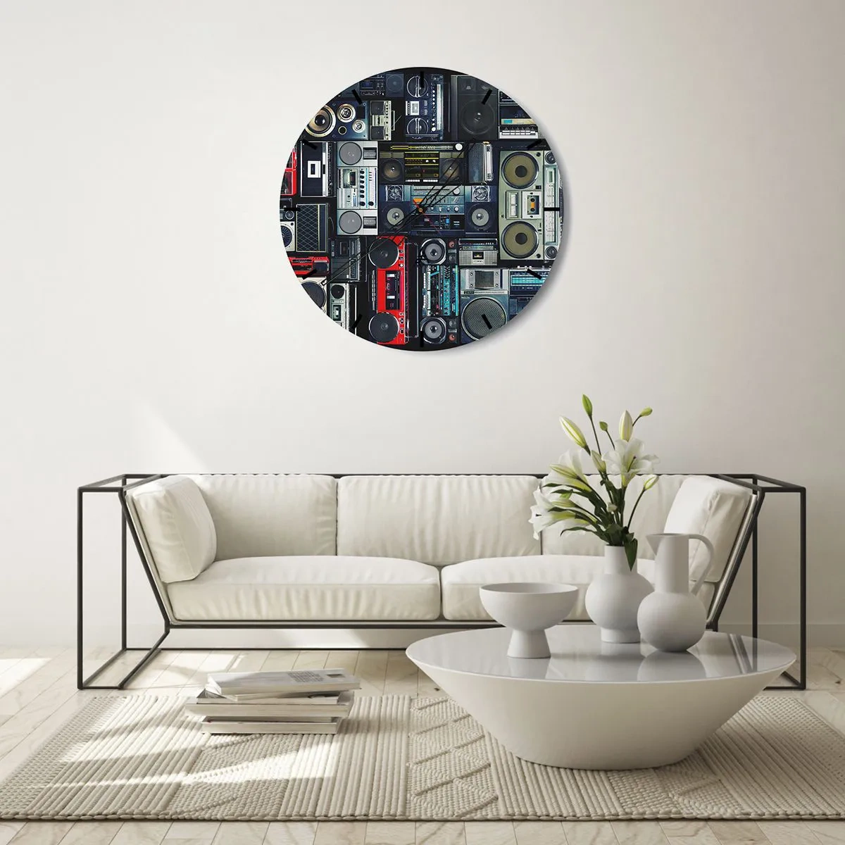 Väggklocka - Klocka på glas - Längtan efter 80-talet - 40x40 cm