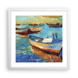 Affisch i vit ram - I en sydlig vik - 40x40 cm