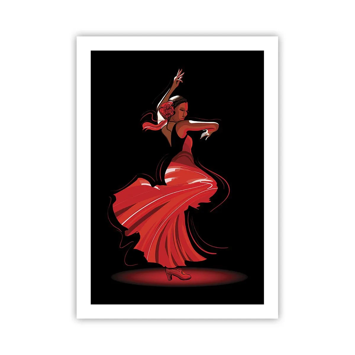 Affisch - Flamencos brinnande anda - 50x70 cm