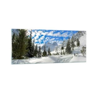 Glastavla - Bild på glas - I snön och i solen - 100x40 cm
