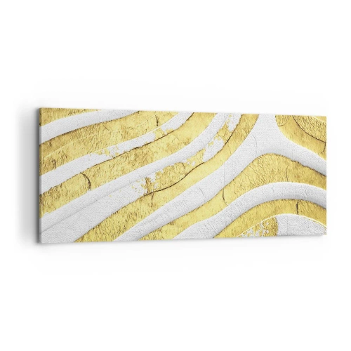 Canvastavla - Bild på duk - Komposition i vitt och guld - 100x40 cm
