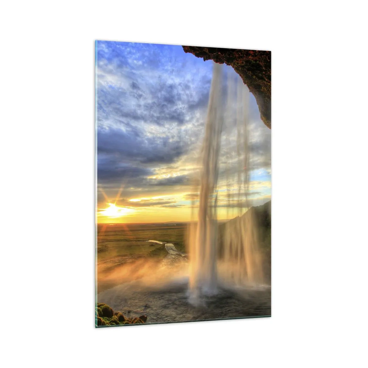 Glastavla - Bild på glas - Världen bakom ridå av droppar - 70x100 cm