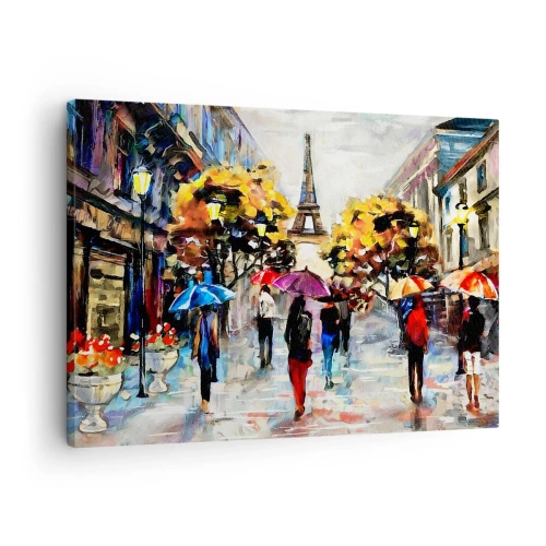 Canvastavla - Bild på duk - En höstpromenad i Paris med utsikt över Eiffeltornet - 70x50cm - Särskilt vacker på hösten - Modern väggdekoration för vardagsrum och sovrum ARTTOR