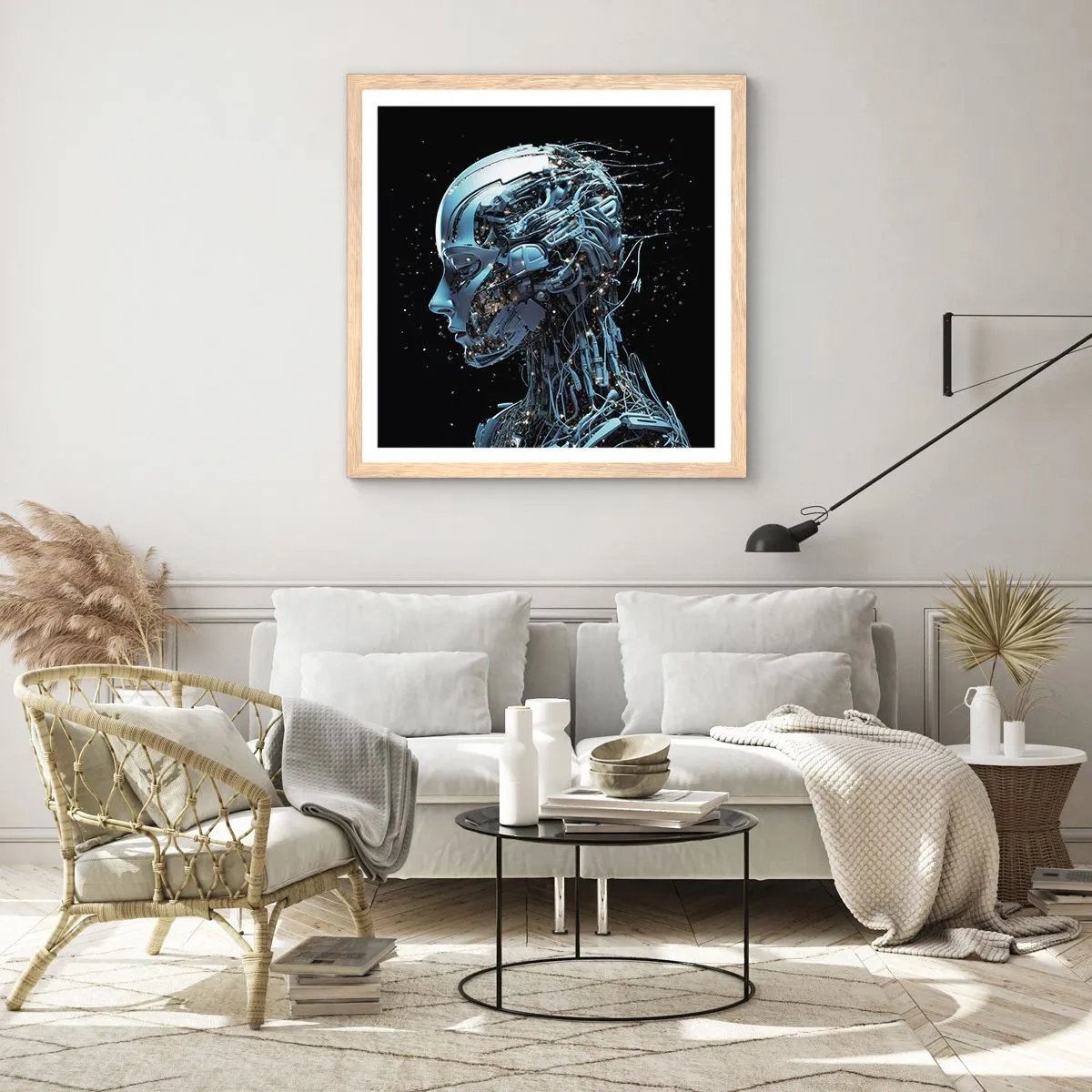 Affisch i ram av ljusek - Teknik är en kvinna - 40x40 cm