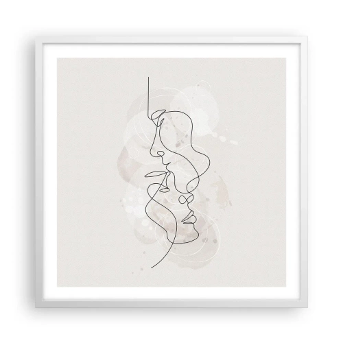 Affisch i vit ram - Tilltrasslade i famn - 60x60 cm