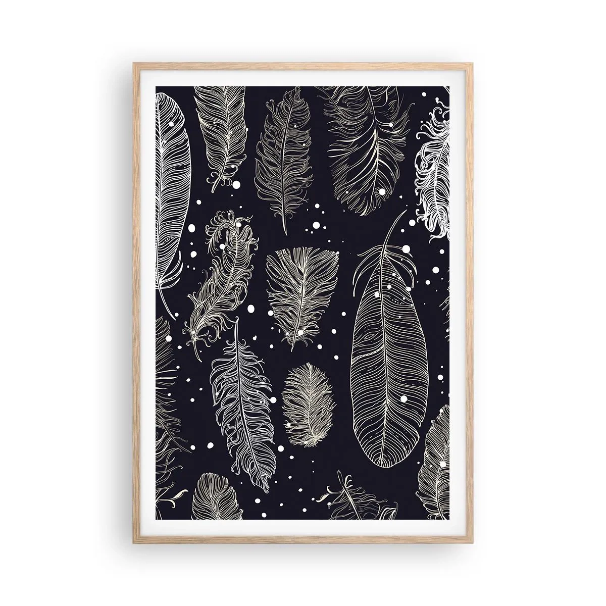 Affisch i ram av ljusek - Fjäderspets - 70x100 cm