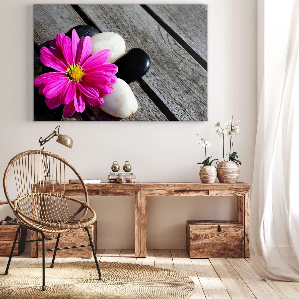 Canvastavla - Bild på duk - Avkoppling på bryggan - 70x50 cm