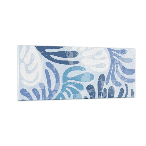 Glastavla - Bild på glas - Blåa ormbunkar - 100x40 cm