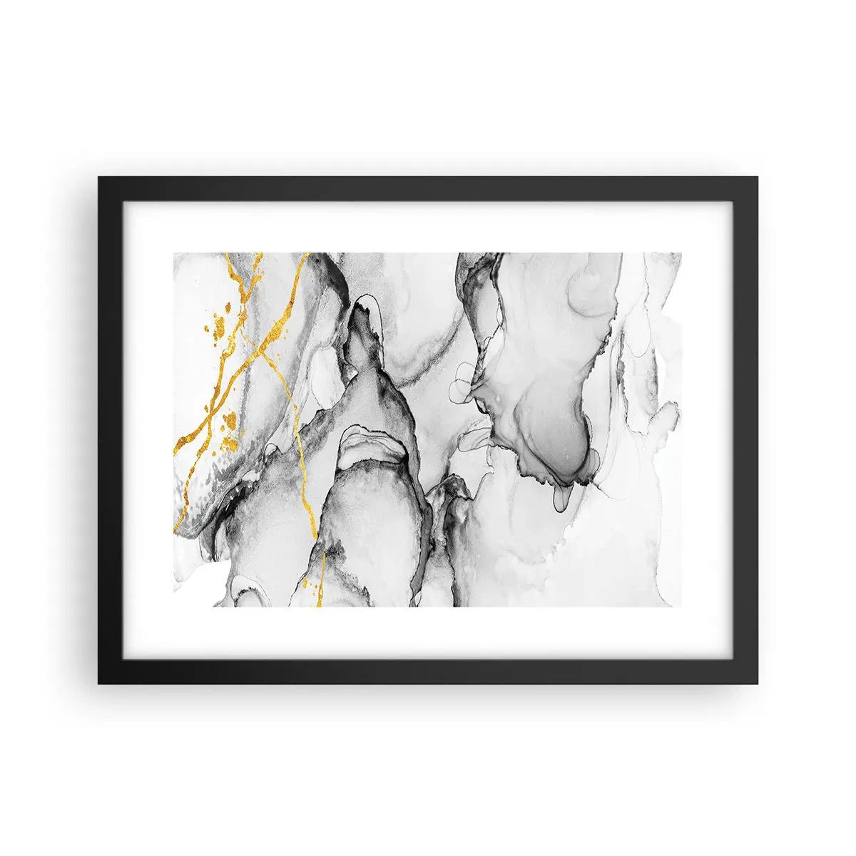 Affisch i svart ram - Komposition med guldmotiv - 40x30 cm