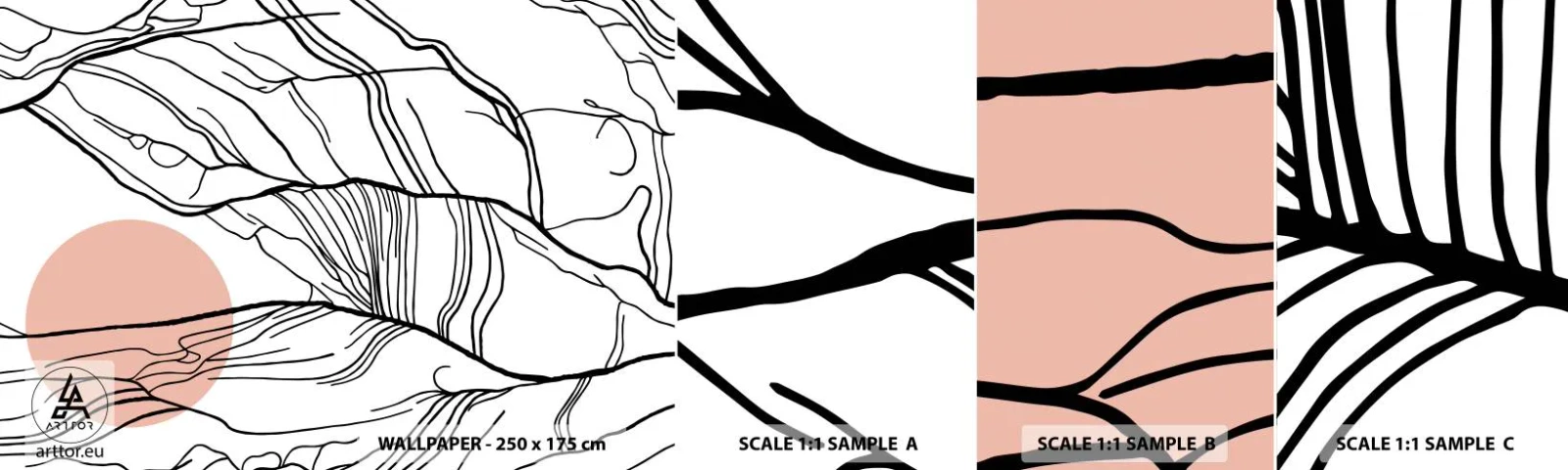 Provbit av självhäftande fototapet Deluxe Sticker - I grenarnas nät - Abstraktion, Grafik, Design - 100x30 cm