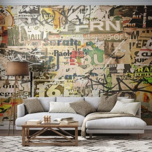 Fototapet Premium Sand - Oj, det händer saker och ting - Graffiti, Väggmålning, Bit - 350x256 cm