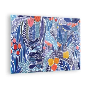 Glastavla - Bild på glas - En färgglad tropisk växtkomposition - 70x50cm - Hawaii-trädgård - Modern väggdekoration för vardagsrum och sovrum ARTTOR