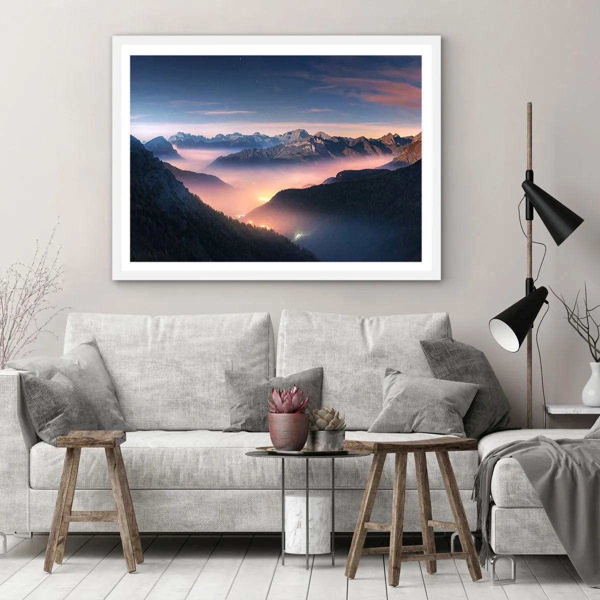 Affisch i vit ram - Ljus i dalarna - 40x30 cm