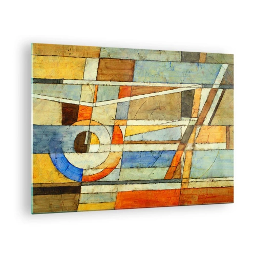 Glastavla - Bild på glas - Kubismen på bygget - 70x50 cm